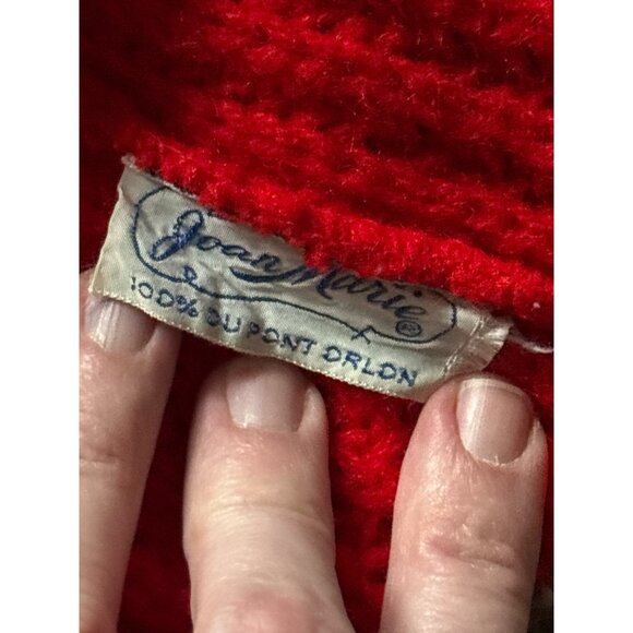 Vintage Joan Marie Sweater Womens Red Turtleneck Orlon Knit Textured 60s Casual - Picture 4 of 9